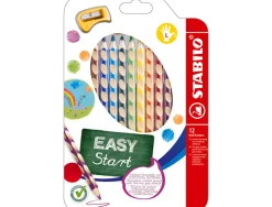 Crayon couleur stabilo easycolors gaucher corps triangulaire mine large 4,2mm etui carton 12 unites + 1