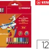 Crayon couleur stabilo trio long bois triangulaire 175mm mine large souple 4mm taille-crayons offert pochette 12u