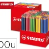 Crayon couleur stabilo trio maxi schoolpack triangulaire mine large et souple coloris assortis carton 300 unites