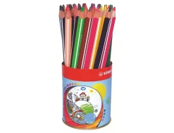 Crayon couleur stabilo trio long bois triangulaire 175mm mine large souple 4mm pot métal 38u