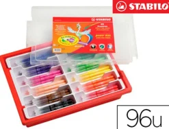 Crayon couleur stabilo trio long bois triangulaire 175mm mine large souple 4mm coloriage rapide coffret scolaire 96u