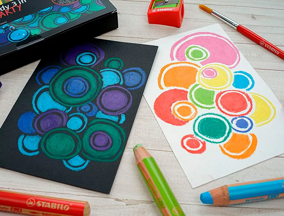 Crayon couleur stabilo woody multi talent 18 crayons 3 en 1 arty +1 pinceau rond taille 8 + 1 taille crayon