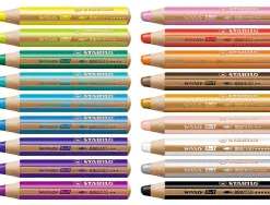 Crayon couleur stabilo woody multi talent 18 crayons 3 en 1 arty +1 pinceau rond taille 8 + 1 taille crayon