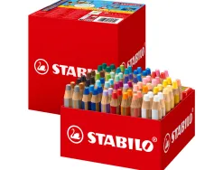 Crayon couleur stabilo woody multi-talent 3 en 1 maxi schoolpack carton 76 unites + 4 taille-crayons