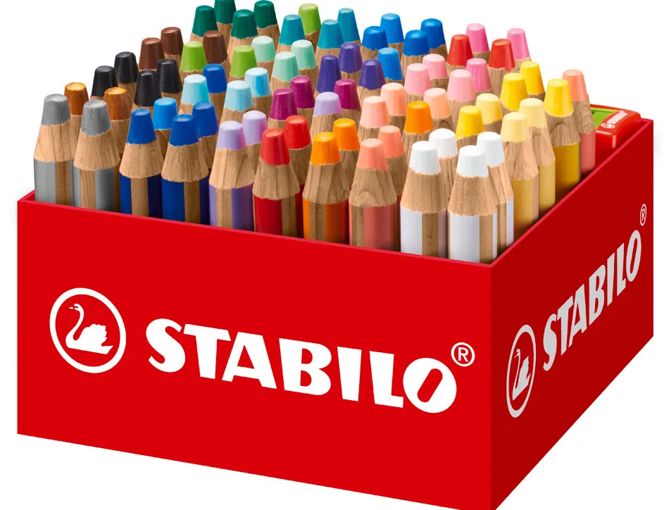 Crayon couleur stabilo woody multi-talent 3 en 1 maxi schoolpack carton 76 unites + 4 taille-crayons