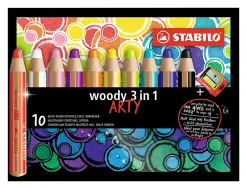 Crayon couleur stabilo woody multi talents 10 crayons 3 en 1 arty + 1 taille crayon