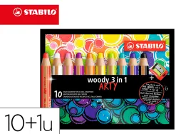 Crayon couleur stabilo woody multi talents 10 crayons 3 en 1 arty + 1 taille crayon