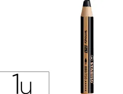 Crayon couleur stabilo woody 3in1 bois pefc multi-usage toute surface ardoise tableau tout type coloris noir