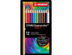 Crayon couleur stabiloaquacolor arty aquarellable mine 2,8mm boite metal 12 unites