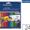 Crayon couleur staedtler noris club aquarell mine 3mm abs anti-casse pinceau inclus coloris vifs étui carton 24 unités