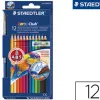 Crayon couleur staedtler noris club aquarell mine 3mm abs anti-casse pinceau inclus coloris vifs étui carton 12 unités