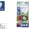 Crayon couleur staedtler noris colour 185 hexagonal 175mm étui carton wopex couleurs assorties 12 unités