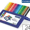 Crayon couleur staedtler ergosoft triangulaire 175mm mine douce 3mm excellent confort étui plastique chevalet 24 unités