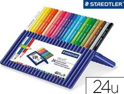 Crayon couleur staedtler ergosoft triangulaire 175mm mine douce 3mm excellent confort étui plastique chevalet 24 unités