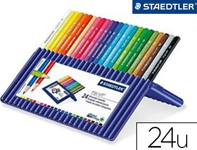 Crayon couleur staedtler ergosoft triangulaire 175mm mine douce 3mm excellent confort étui plastique chevalet 24 unités