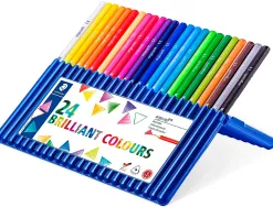 Crayon couleur staedtler ergosoft triangulaire 175mm mine douce 3mm excellent confort étui plastique chevalet 24 unités
