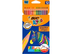 Crayon de couleur bic bois fsc mine haute resistance aux chocs couleurs miscibles etui 12 unites