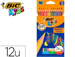 Crayon de couleur bic bois fsc mine haute resistance aux chocs couleurs miscibles etui 12 unites