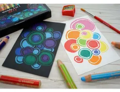 Crayon de couleur stabilo woody 3in1 arty multi-surfaces effacable etui carton 6 unites et