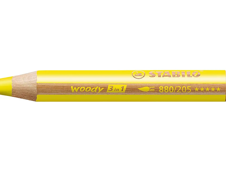 Crayon de couleur stabilo woody 3in1 arty multi-surfaces effacable etui carton 6 unites et