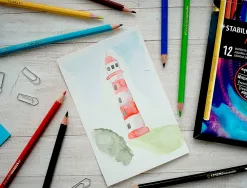 Crayon de couleur stabilo aquacolor arty aquarellable mine solide 2,8mm etui carton 24 unites