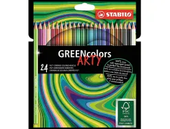 Crayon de couleur stabilo greencolors arty hexagonal fin bois certifie fsc mine solide 3mm etui carton 24