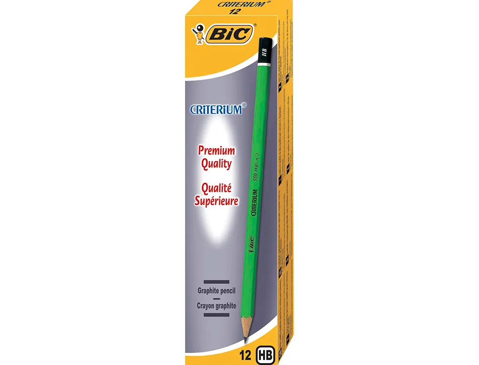 Crayon graphite bic critérium 550 hb bois hexagonal tête trempée baguée excellente taillabilité