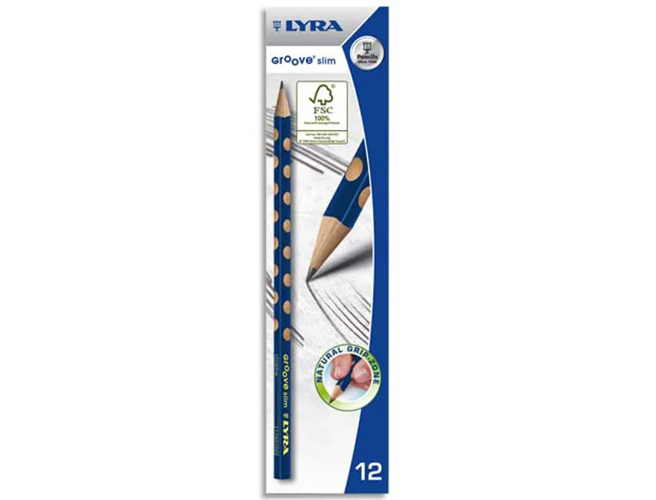 Crayon graphite groove slim hb lyra forme triangulaire gauchers et droitiers diametre 7mm
