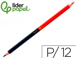 Crayon graphite liderpapel bicolore bleu/rouge mine moyenne ultra-résistante bois grande qualité