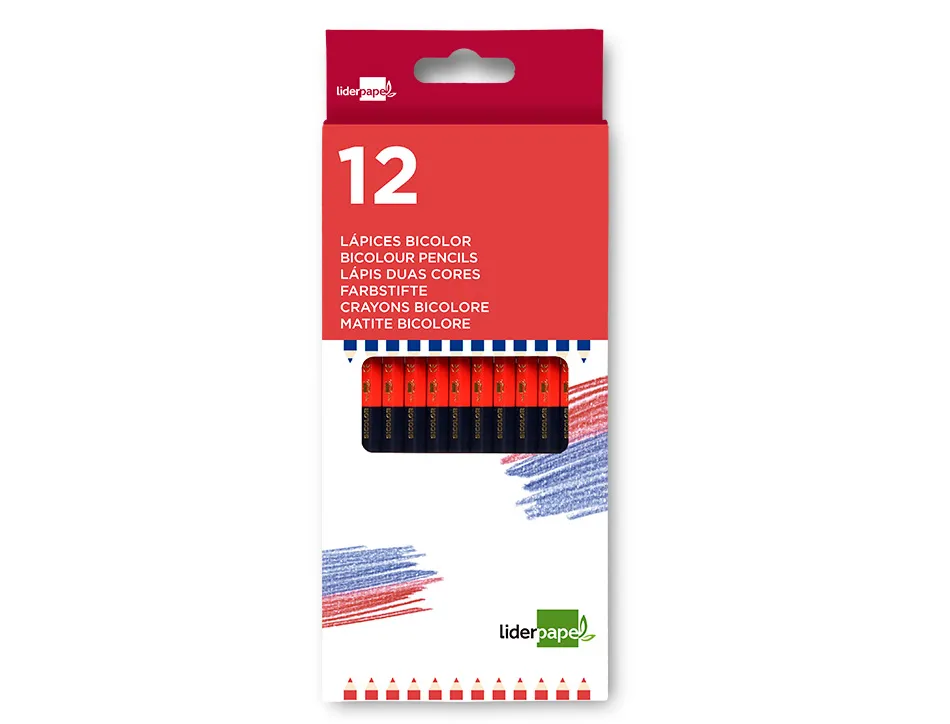 Crayon graphite liderpapel bicolore bleu/rouge mine moyenne ultra-résistante bois grande qualité