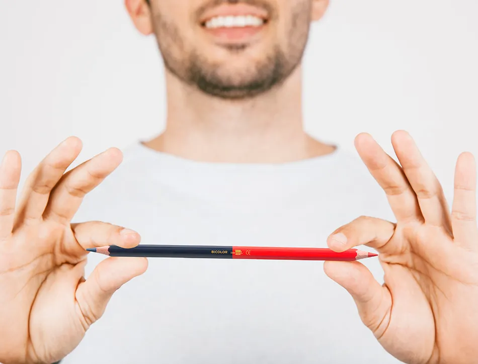 Crayon graphite liderpapel bicolore bleu/rouge mine moyenne ultra-résistante bois grande qualité