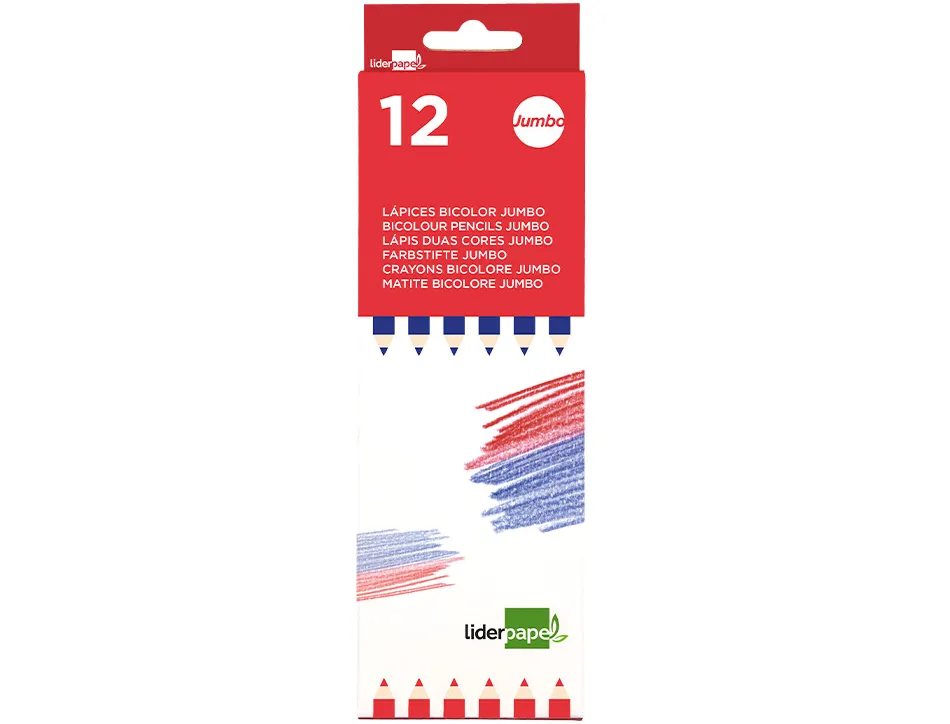 Crayon graphite liderpapel bicolore bleu/rouge mine large ultra-résistante bois grande qualité