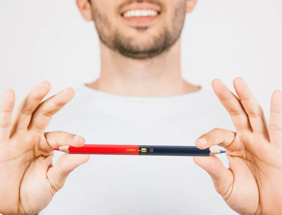 Crayon graphite liderpapel bicolore bleu/rouge mine large ultra-résistante bois grande qualité