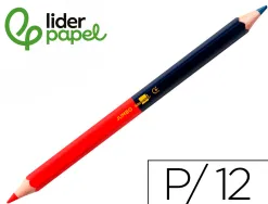 Crayon graphite liderpapel bicolore bleu/rouge mine large ultra-résistante bois grande qualité