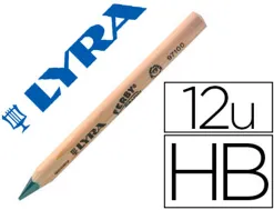 Crayon graphite lyra ferby nature b gros module 12cm bois de hetre corps triangulaire mine 6mm etui 12 unites