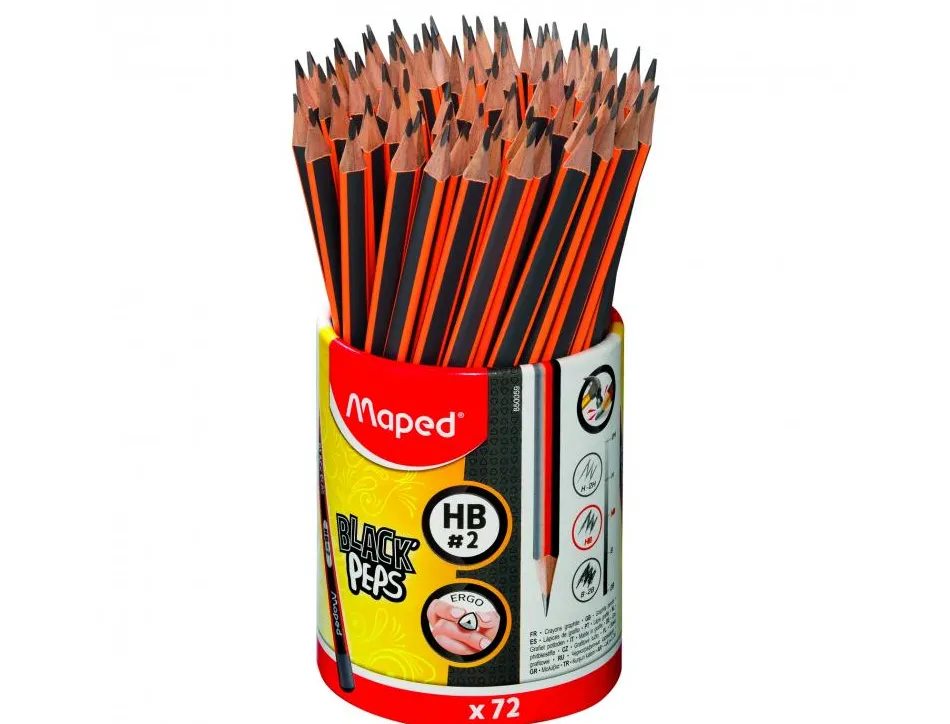 Crayon graphite maped black peps hb triangulaire pot de 72 unites