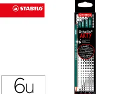 Crayon graphite stabilo othello arty hexagonal mine dure et tendre etui carton 6 unites assorties
