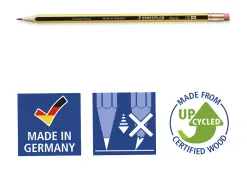 Crayon graphite staedtler noris 120 hb hexagonal mine 2mm très résistante embout gomme