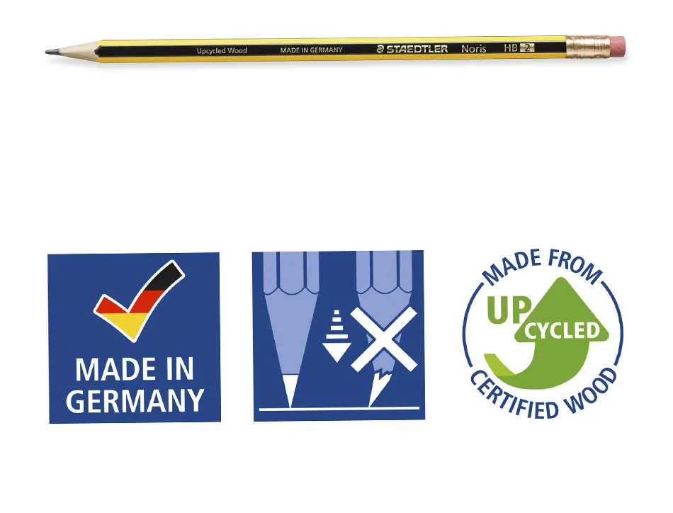 Crayon graphite staedtler noris 120 hb hexagonal mine 2mm très résistante embout gomme