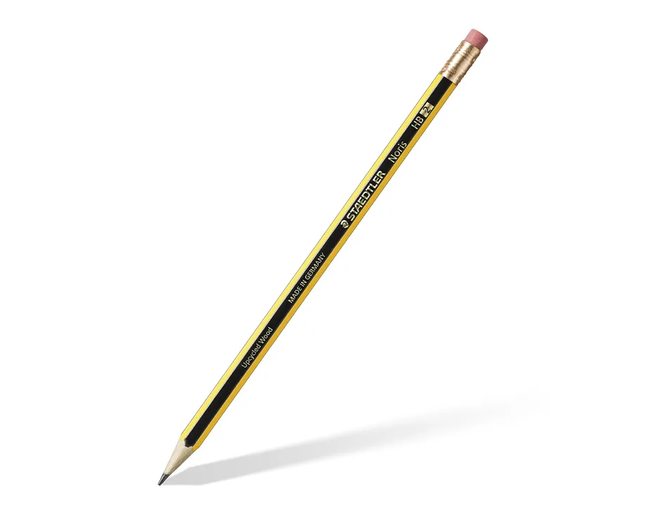 Crayon graphite staedtler noris 120 hb hexagonal mine 2mm très résistante embout gomme