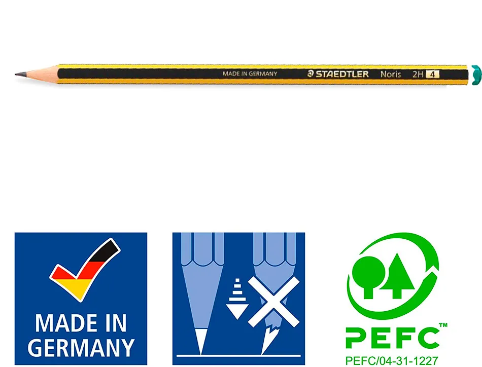 Crayon graphite staedtler noris 120 2h hexagonal mine 2mm très résistante