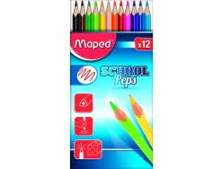 Crayon school peps maped corps triangulaire coloris assortis etui 12 unites
