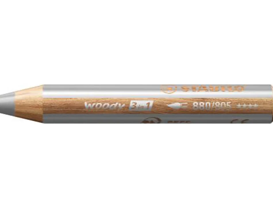 Crayon stabilo woody 3 in 1 multi-talents coloris argent