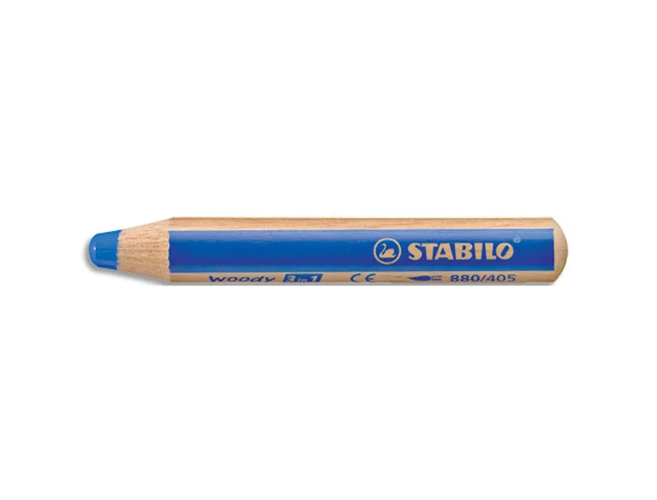 Crayon stabilo woody 3in1 multi-surfaces lisses coloris outremer