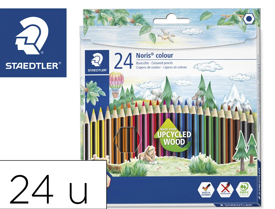 Crayon wopex staedtler noris colour 185 ultra-résistant coloris assortis étui carton 24 unités