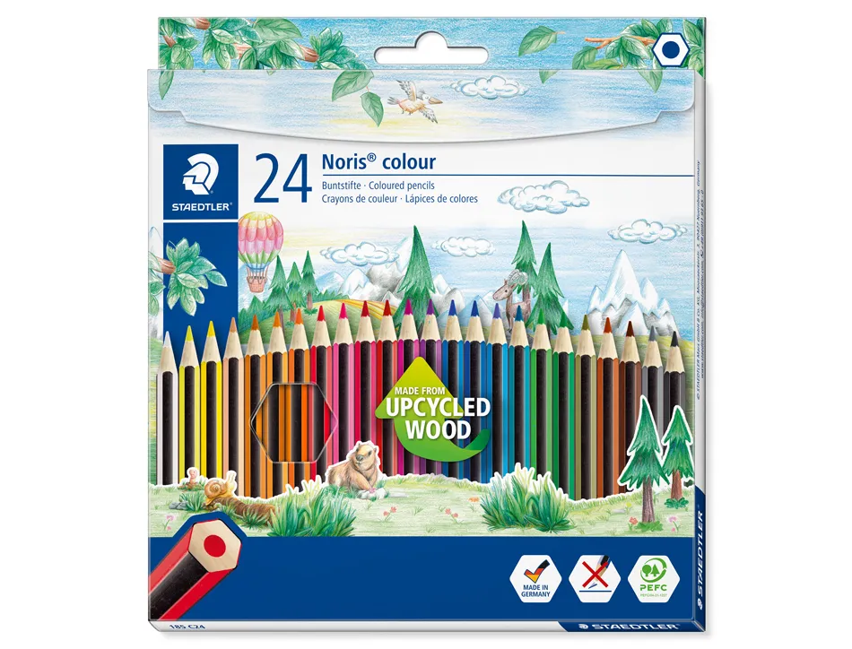 Crayon wopex staedtler noris colour 185 ultra-résistant coloris assortis étui carton 24 unités