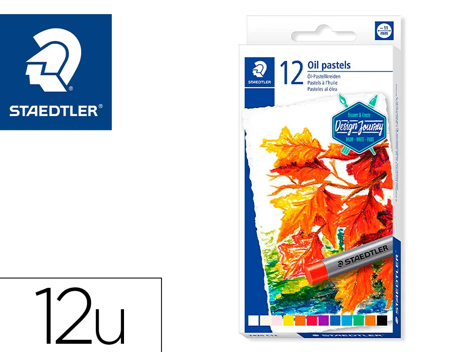 Crayons cire staedtler 2420 edition design journey pastel a l huile coloris assortis etui de 12
