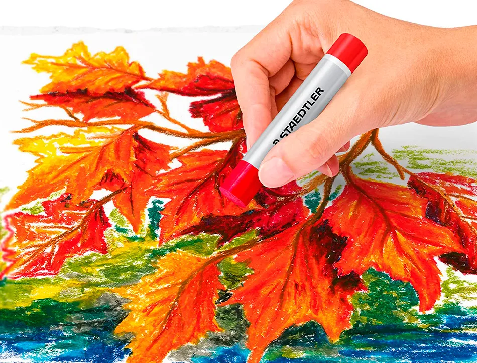 Crayons cire staedtler 2420 edition design journey pastel a l huile coloris assortis etui de 12