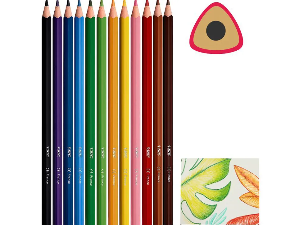 Crayons couleur bic intensity up corps triangulaire pack de 12