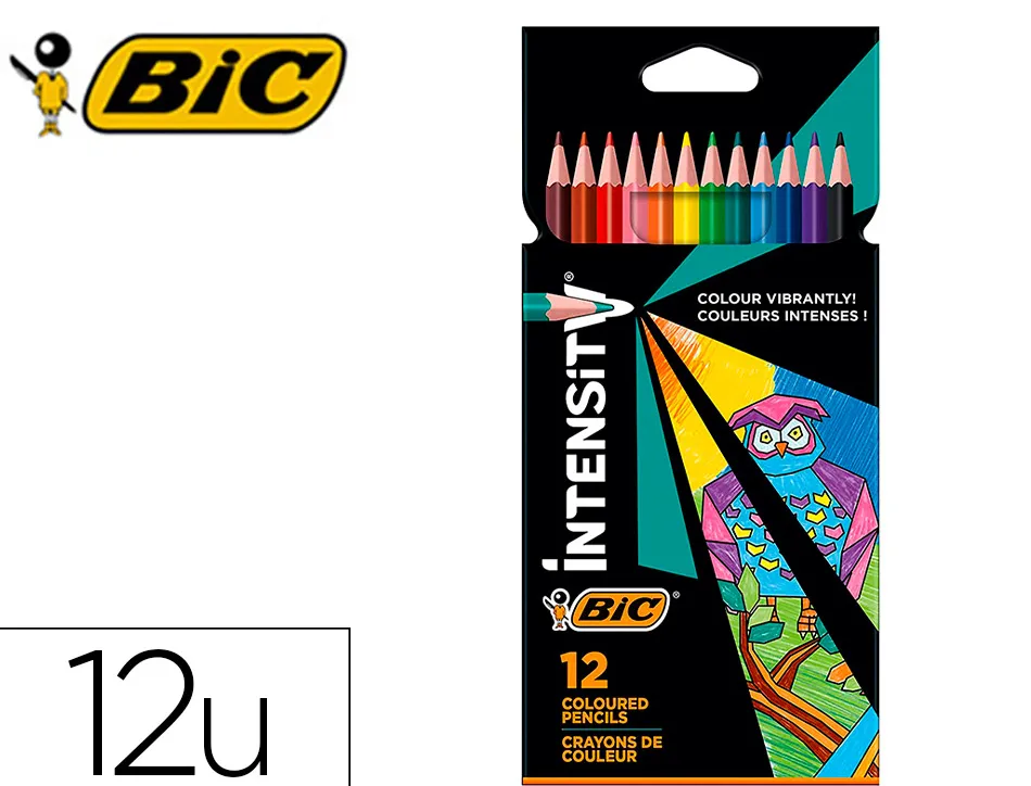 Crayons couleur bic intensity up corps triangulaire pack de 12
